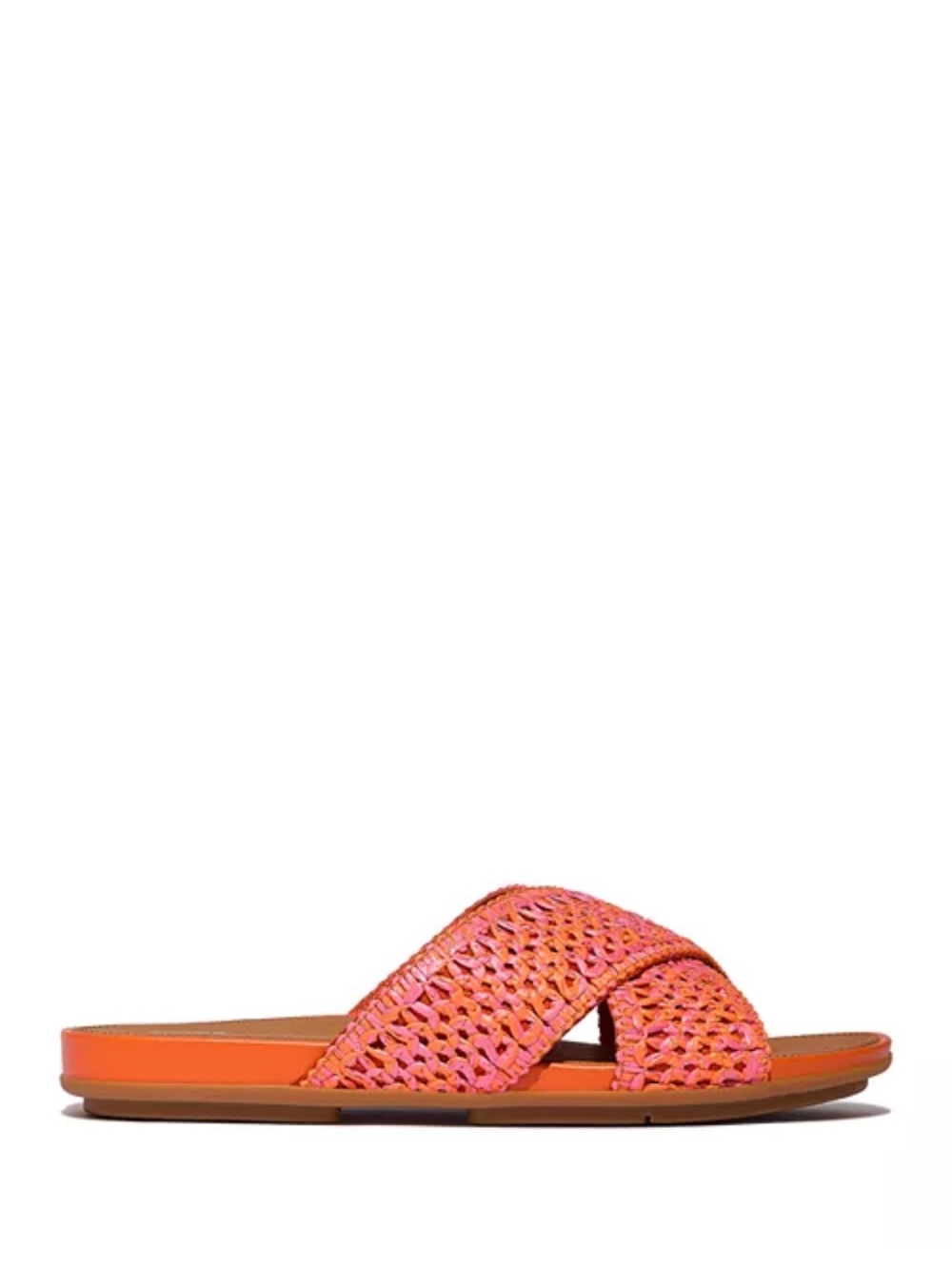 FitFlop Orange Coral Woven Cross-Band Slides - Picture 4 of 4